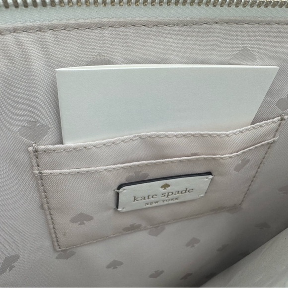 Kate Spade Street Striped Printed Yellow and White Canvas Clutch Zip Pouch NWT - Picture 5 of 8